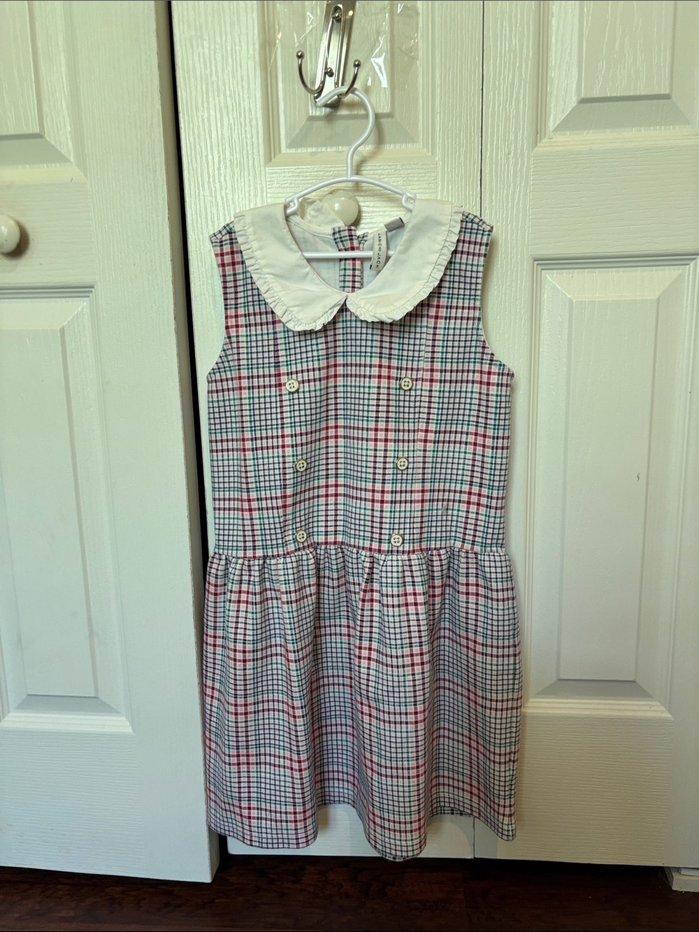 Janie and Jack White-Collar Plaid Dress in Red and Blue
